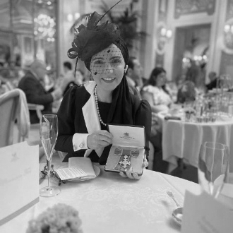 Nicola at a formal celebration dinner
